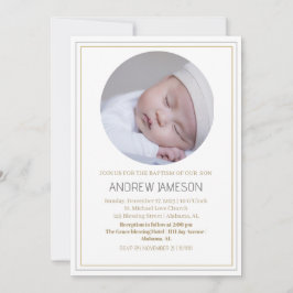 Invitación Elegante foto de redondeo azul cristiano | Bautism