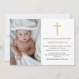 Invitación Elegante foto de redondeo azul cristiano | Bautism