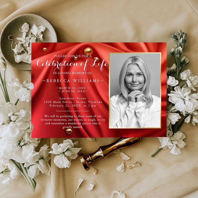 Invitación Elegante foto de terciopelo rojo celebración de la (Subido por el creador)