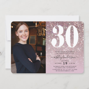 Invitación Elegante foto de un Fiesta de cumpleaños número 30
