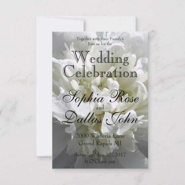 Invitación Elegante foto de una joya blanca floral (Anverso)