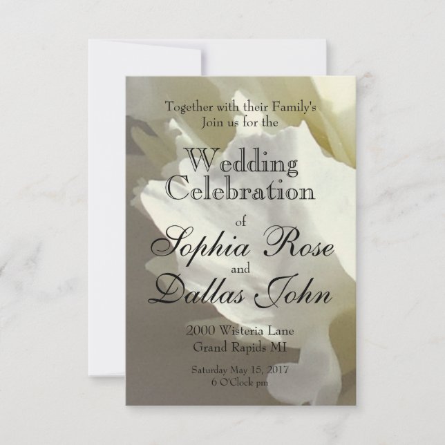 Invitación Elegante foto de una joya blanca floral (Anverso)