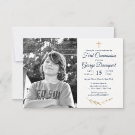 Invitación Elegante foto del personalizado de la Primera Comu