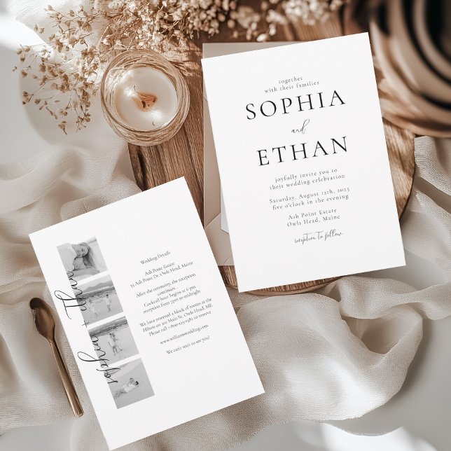 Invitación Elegante foto desnuda todo en un Boda (Subido por el creador)