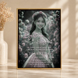 Invitación Elegante Foto Dieciocho de Rosa Rubor