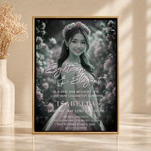 Invitación Elegante Foto Dieciocho de Rosa Rubor