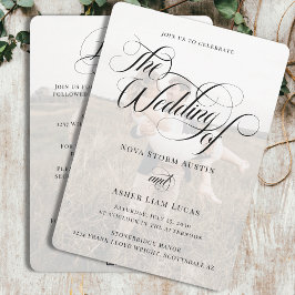 Invitación Elegante foto elegante todo en un Boda de código Q