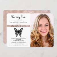 Elegante foto en blanco y negro rosado de cumpleañ