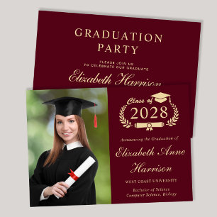 Invitación Elegante foto Fiesta de graduación de la Escuela d
