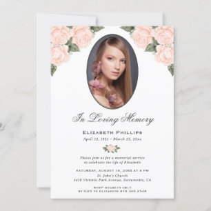 Invitación Elegante Foto Floral De Peach En Memoria Amante