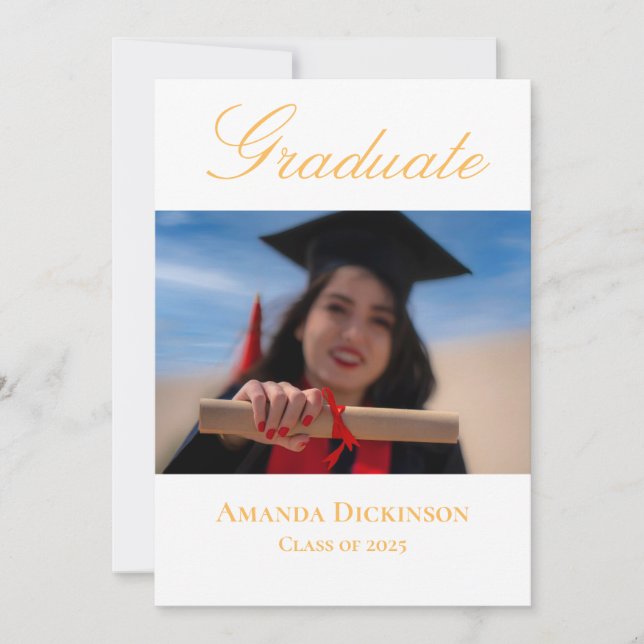 Invitación Elegante foto fresca graduación amarilla (Anverso)