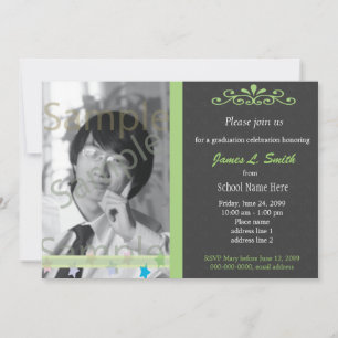Invitación Elegante, foto genial verde graduación