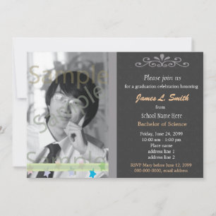 Invitación Elegante, foto gris fresca de graduación universit