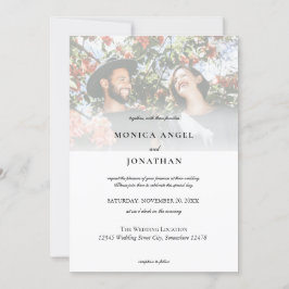 Invitación Elegante foto horizontal de boda