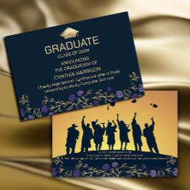 Invitación Elegante foto marina azul y oro