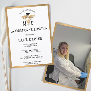 Invitación Elegante foto Médica de graduación de Medicina