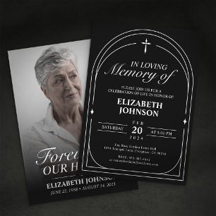 Invitación Elegante foto memorial fúnebre en blanco y negro