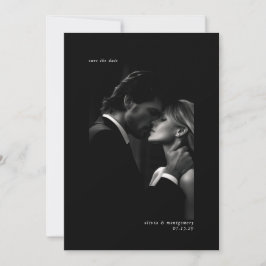 Invitación Elegante foto mínima blanca negra salva la fecha