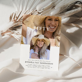 Invitación Elegante foto mínima CINCUENTA cumpleaños 50