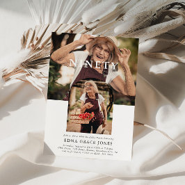 Invitación Elegante foto mínima NOVENTA 90 cumpleaños