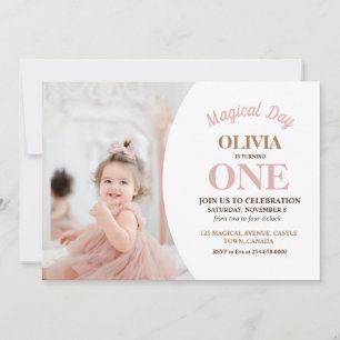 Invitación Elegante foto Minimalista 1er cumpleaños
