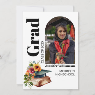 Invitación Elegante foto minimalista de la gorra de graduació