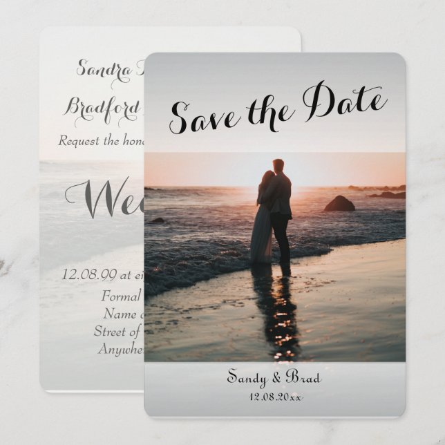 Invitación Elegante Foto Moderna De Personalizados Salven Al  (Anverso / Reverso)