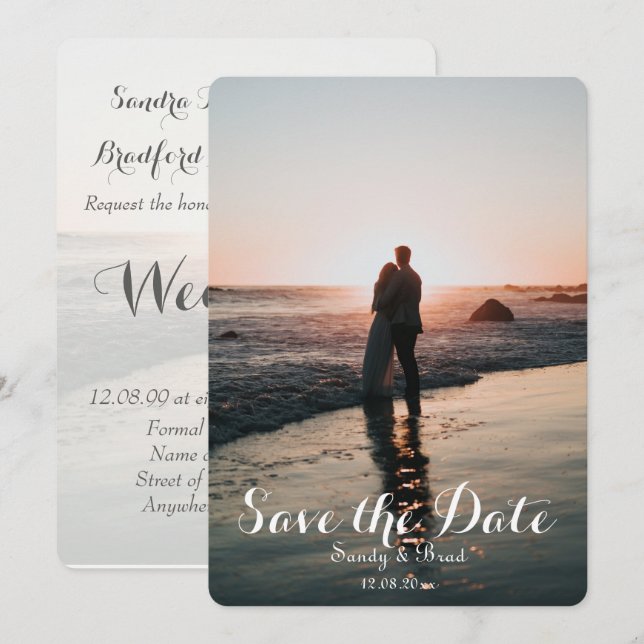 Invitación Elegante Foto Moderna De Personalizados Salven Al  (Anverso / Reverso)