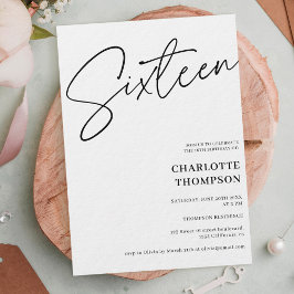 Invitación Elegante foto moderna en blanco negro Sweet 16