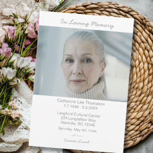Invitación Elegante Foto Moderna En Memoria Funeral Con Amor