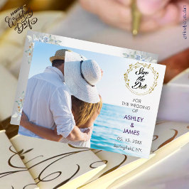 Invitación Elegante foto moderna salve la floral de oro de la
