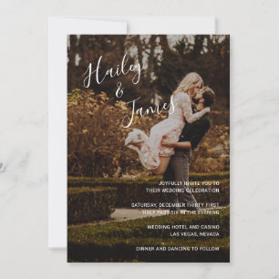 Invitación Elegante Foto Moderno Boda Todo En Uno