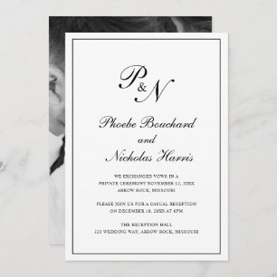 Invitación Elegante Foto Monograma Recepción formal de boda