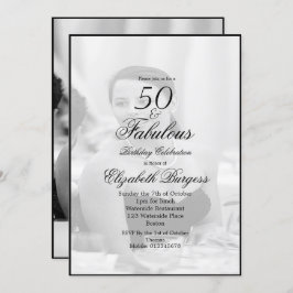 Invitación Elegante foto negro y blanco 50 y fabuloso
