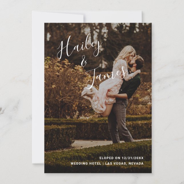 Invitación Elegante Foto Recepción de boda moderna (Anverso)