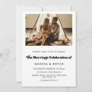 Invitación Elegante foto retro de celebración del matrimonio