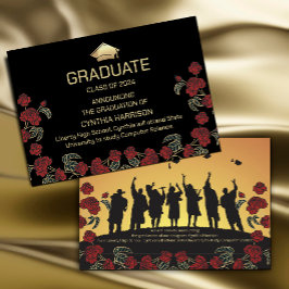 Invitación Elegante foto rojo negro y oro