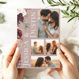 Invitación Elegante foto Rosa  Boda Floral Rosa