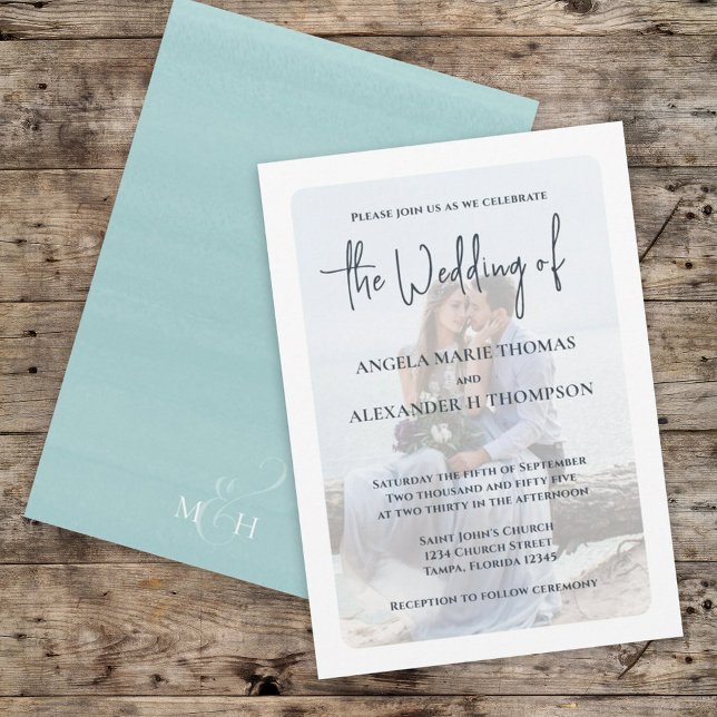 Invitación Elegante foto superior simple costa turquesa de la (Subido por el creador)
