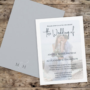 Invitación Elegante foto superposición simple Minimalista azu
