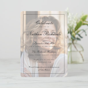Invitación Elegante Foto Superpuesta Celebración de la Vida F