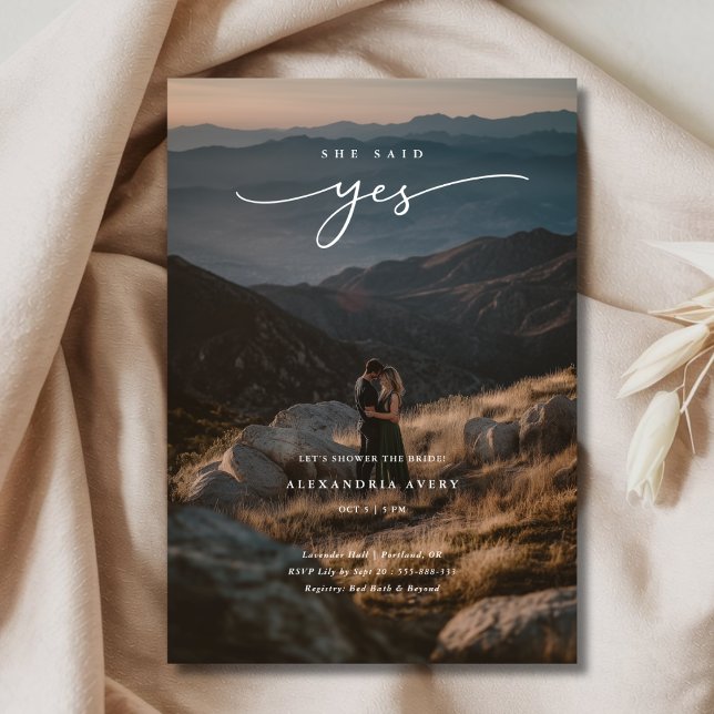 Invitación Elegante Foto Superpuesta Que Dijo Sí Ducha Bridal (Subido por el creador)