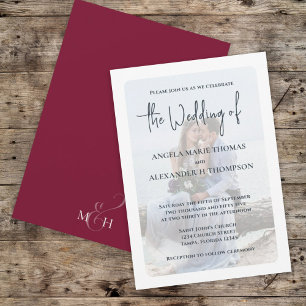 Invitación Elegante foto superpuesta simple Borgoña de moda