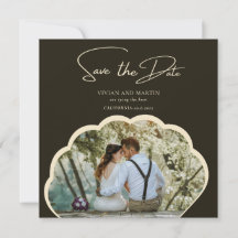 Elegante foto verde oscuro salva la fecha