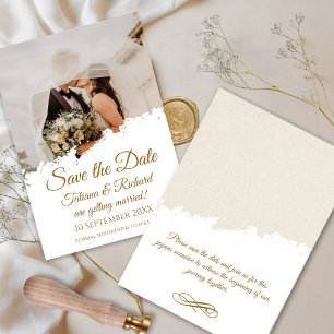 Invitación Elegante foto y guión dorado Guardar el Boda de fe