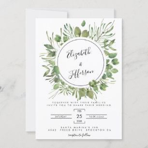 Invitación Elegante fotografía botánica de boda con vegetació