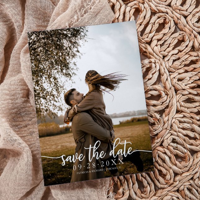 Invitación Elegante fotografía de boda con caligrafía para gu (Subido por el creador)