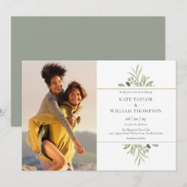 Invitación Elegante fotografía de boda con vegetación botánic