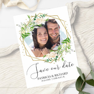 Invitación Elegante fotografía de boda con vegetación para gu
