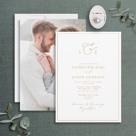 Invitación Elegante fotografía en monograma de caligrafía de